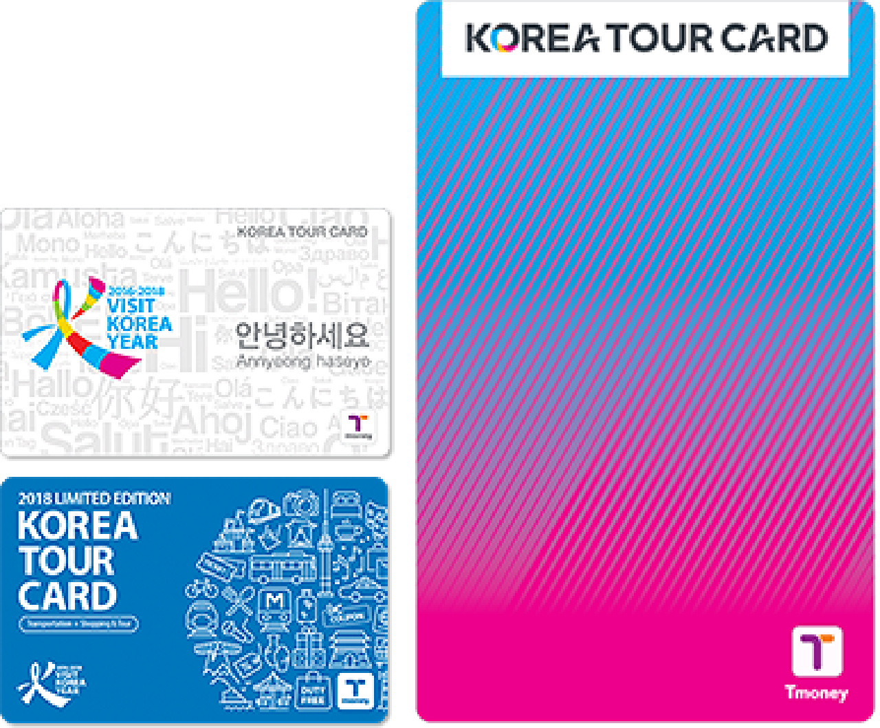 Tre esempi di come appare una Korea Tour Card
